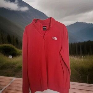 North Face Fleece Pullover 1/4 Zip Size XL Men's Red Sweater Polyester Jacket